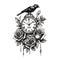 A drawing of a clock with roses and a bird. Generative AI image.