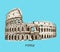 Drawing of Coliseum, Colosseum illustration in Rome, Italy