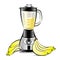 Drawing color kitchen blender with Bananas juice