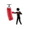 Drawing colored silhouette boxer trainer punching bag