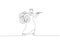 Drawing of confident arab businessman carrying many dartboard target. Metaphor for handling multiple businesses simultaneously,