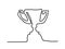 Drawing a continuous line of the award cup. Victory Trophy for the winner. Vector illustration