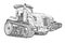 Drawing of the crawler agricultural tractor, side view