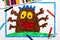 Drawing: Cute brown monster with six hands