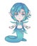 Drawing of a cute cartoon style turquoise eel merman boy