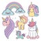 drawing cute set unicorns icon