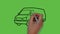 Drawing a decant big car  with colour combination on abstract green background