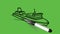 Drawing a decent ferry with black and blue colour combination on abstract green background
