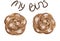 Drawing of delicious fresh buttery wholesome baking two flower shaped buns and lettering my buns