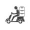 drawing delivery worker motorcycle boxes figure pictogram