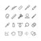 Drawing, design tools vector line text editor icons set for web ui app