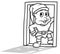Drawing of a Dwarf Standing in a Doorway