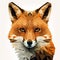 Drawing of a face red fox low pole stye. The concept of a generated AI image of an animal on a white background for print.