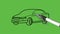 Drawing a family car  with colour combination on abstract green background