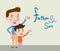 Drawing flat character design father and son concept , illustration