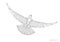 Drawing of a flying bird on a white background.Flying eagle.Polygonal animals.Vector illustration.