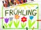 Drawing: German words FrÃ¼hling Spring and beautiful flowers