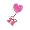 drawing gift box balloon heart festive valentine flying