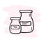 Drawing of glass jars with labels. Empty medicine jars. Vector.