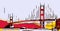 Drawing Golden Gate bridge, San Francisco, USA
