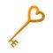 Drawing golden key shaped heart