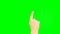 Drawing heart shape with finger gestures on green screen.