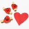 Drawing Heart with Three Ladybugs on Heart Shape Clips