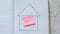 Drawing a house on paper. The Notepad opens, showing a painted house. Construction, implementation of ideas, family.