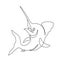 Drawing of a jumping swordfish made in the one line art technique