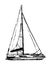 Drawing light sailing yacht sketch illustration