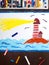 Drawing: lighthouse on the sea