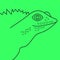 Drawing of lizard on green background