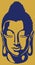 Drawing of Lord Buddha Closed Eyes with Peace Mind Gold Color Outline Vector Illustration