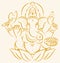 Drawing of Lord Ganesha Sitting Outline Editable Vector Illustration