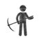 drawing mining man with helmet pick axe figure pictogram