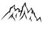 Drawing of mountains. Outline of mountain peaks.