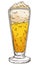 Drawing of a pilsner beer glass painted with watercolors, Vector illustration