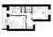 Drawing plan interior of the apartment with one bedroom