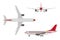 Drawing plane in a flat style on a white background. Top view, f