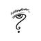Drawing question mark, eye, eyebrow vector illustration hand drawn