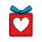 Drawing red gift box heart love present