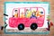 Drawing - red school bus with happy children inside
