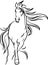 Drawing of Running Horse Outline Vector Illustration