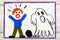 Drawing: Scary ghost with chains and scared little boy