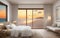 drawing seabreeze bedroom sea sunset view on beach front luxury hotel resort brown cream tone