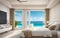 drawing seabreeze bedroom sea view on beach front luxury hotel resort brown cream tone