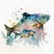 drawing several fish light background paint watercolor Generative AI