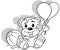 Drawing of a Sitting Teddy Bear with Party Balloons in Paw