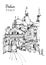 Drawing sketch illustration of the Basilica of St. Anthony of Padua in Italy