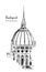 Drawing sketch illustration of the dome of Hungarian Parliament building